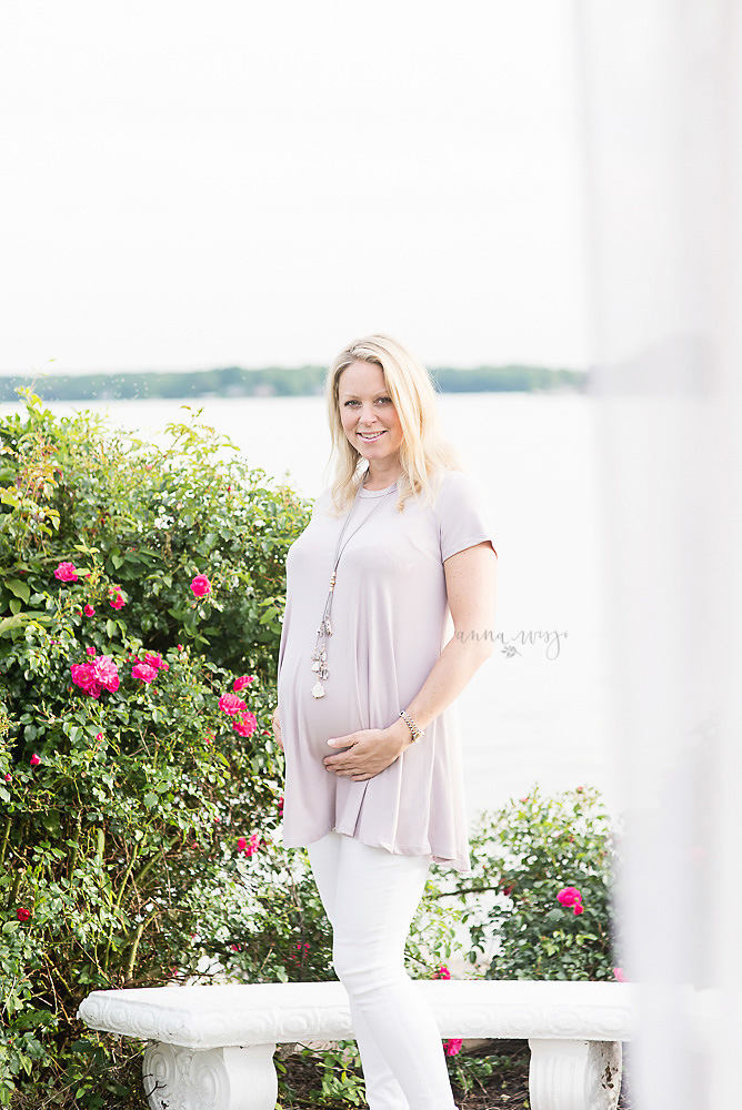 Annika by lake | Mooresville Maternity Photographer