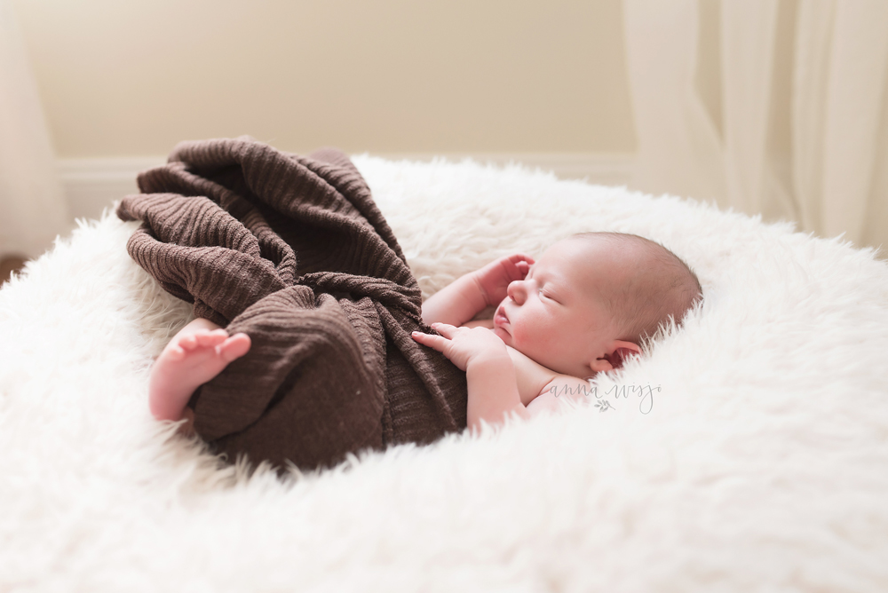 A sleepy baby boy by Anna Wisjo Photography | Denver NC Newborn Photographer