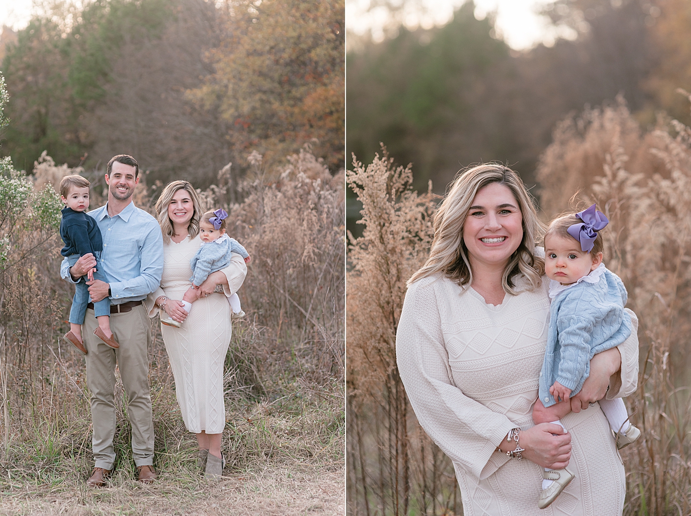 Family of four smiling during baby girl's Milestone Session in Charlotte | Photo by Anna Wisjo Photography 