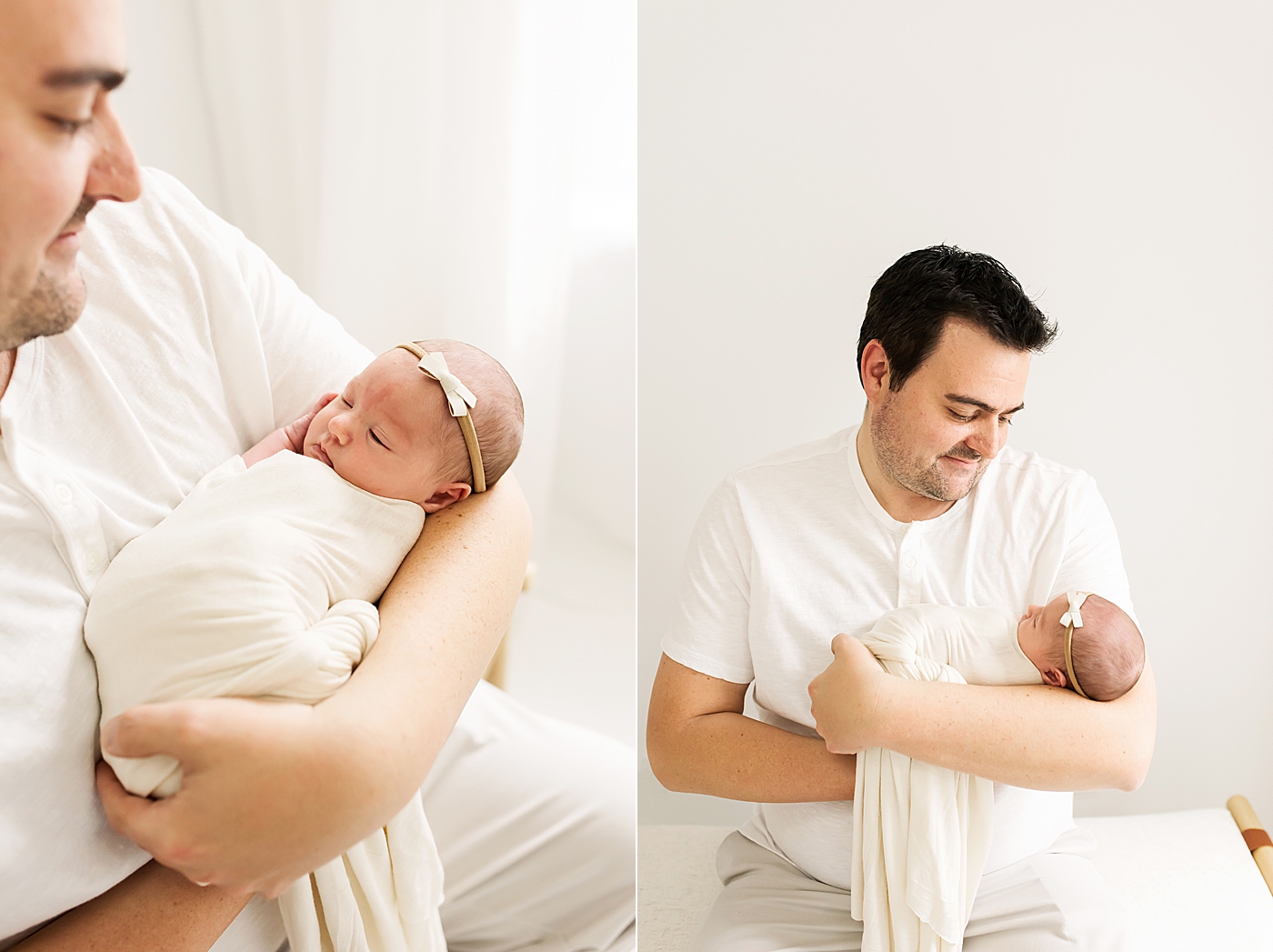 Dad holding his new baby girl | Photo by Anna Wisjo Photography 