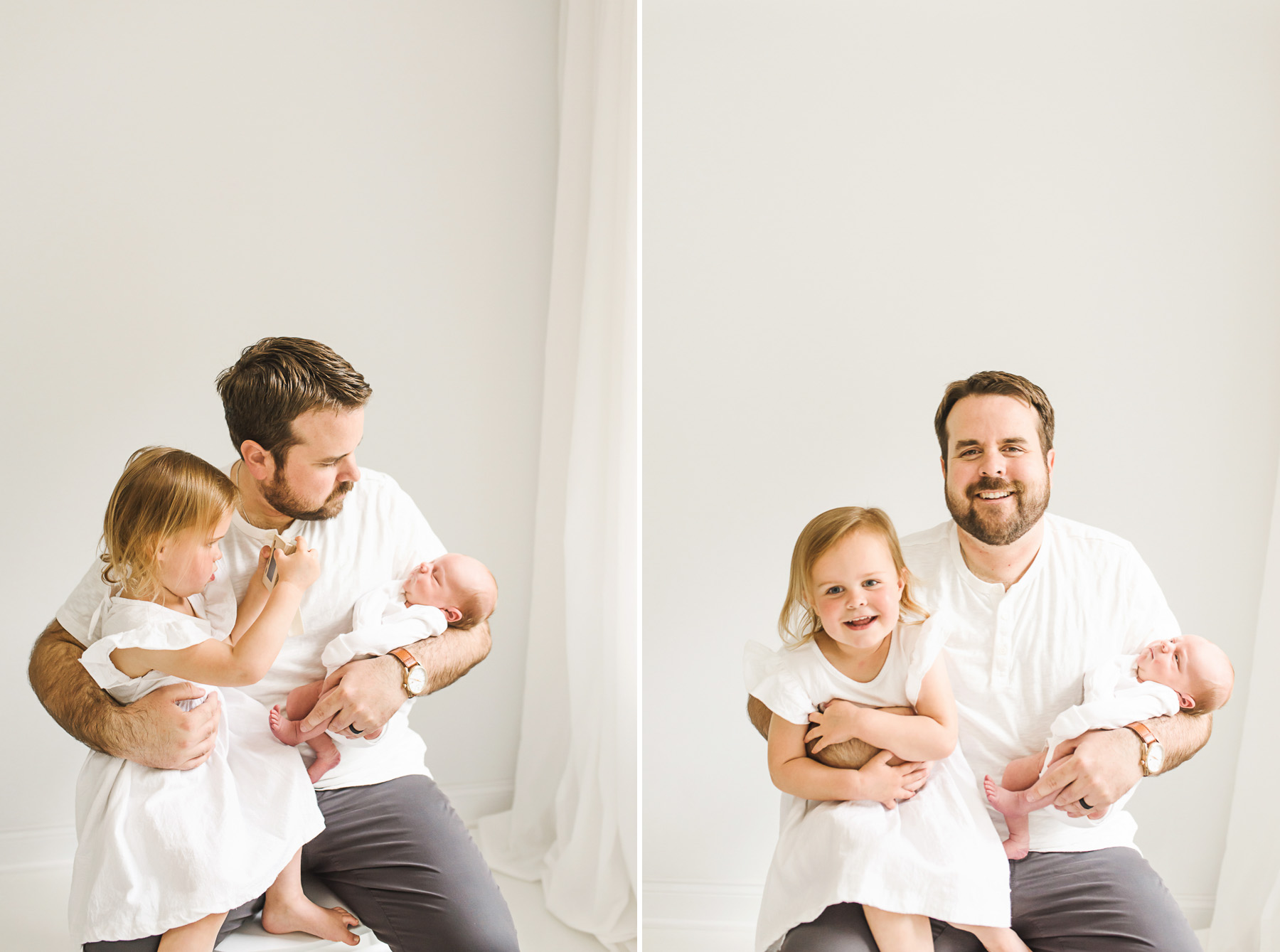 Dad with baby and big sister in studio | Baby Ashton | Anna Wisjo Photography