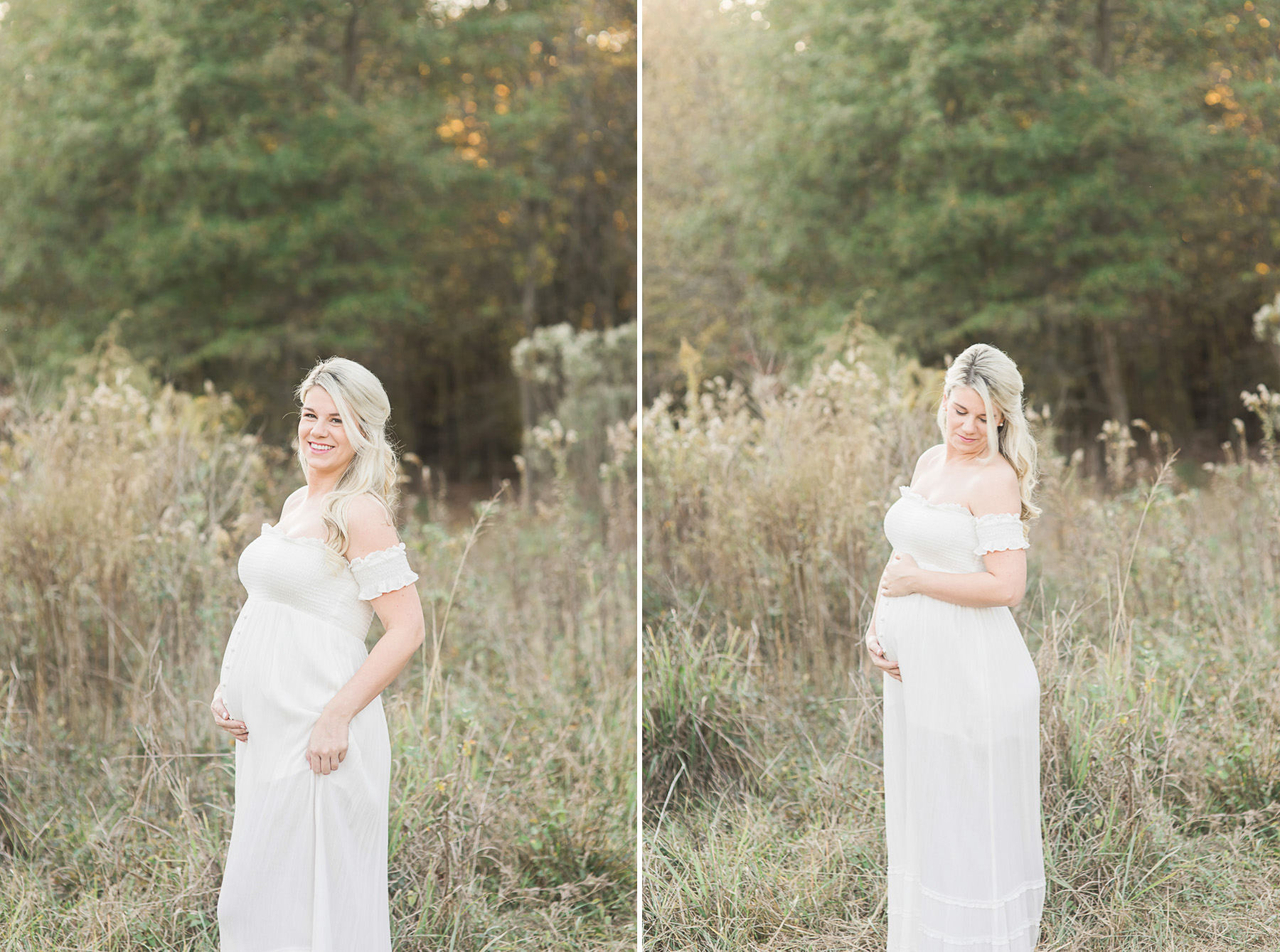 Pregnant woman outside in a field | Benefits of prenatal yoga | Anna Wisjo Photography