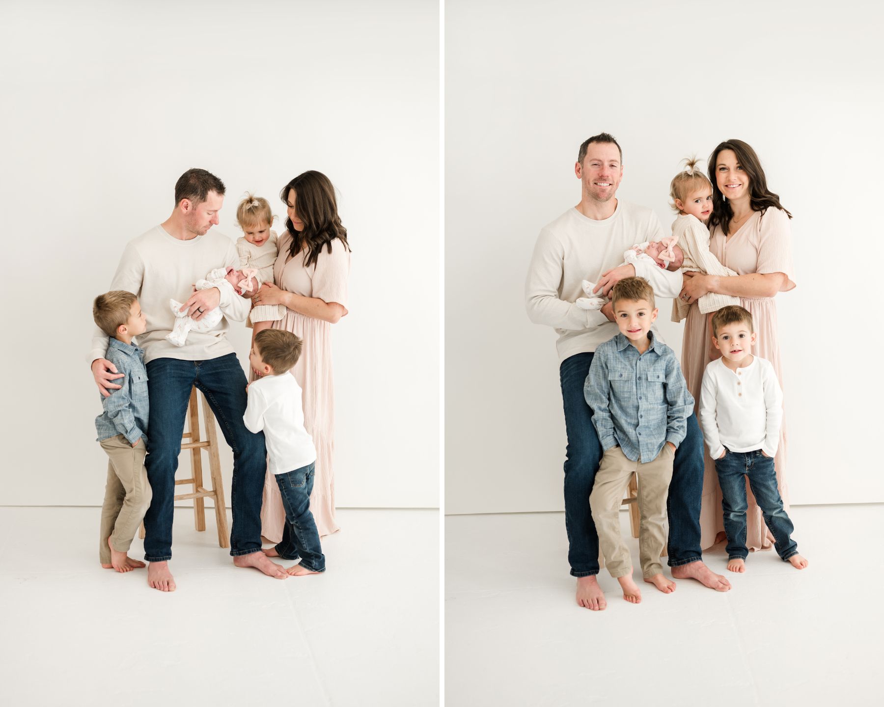 Family of 6 having their picture taken in the studio | Anna Wisjo Photography