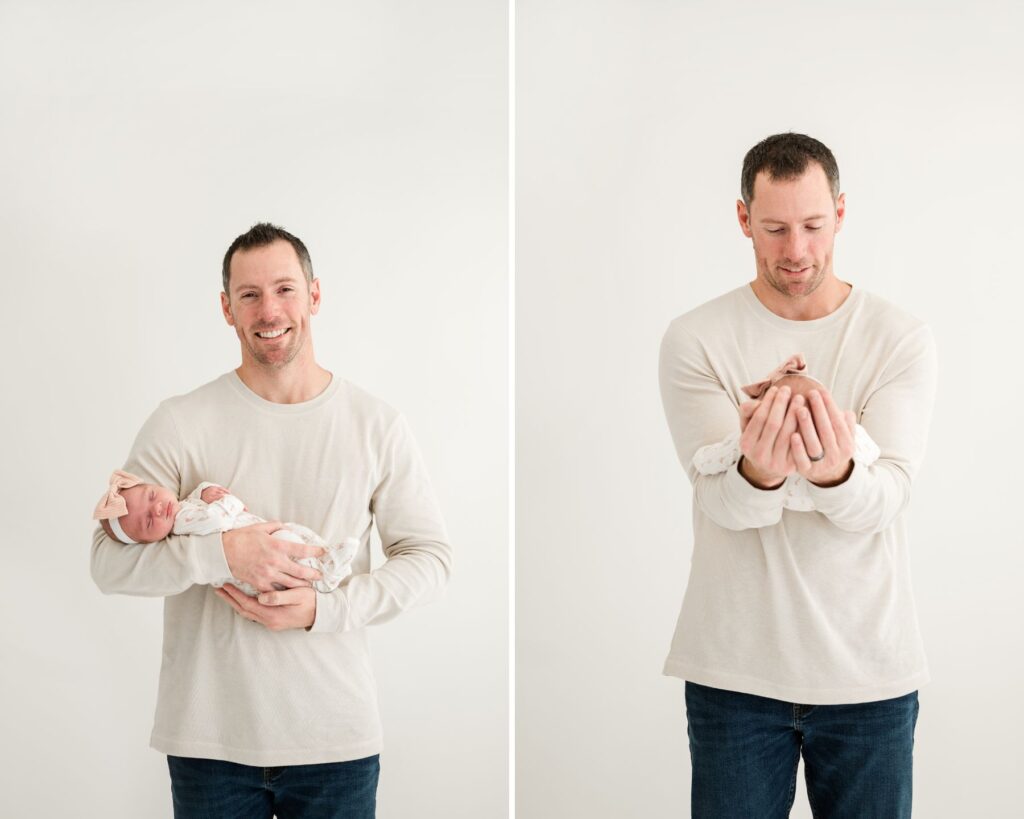 Dad holding new baby girl | Anna Wisjo Photography