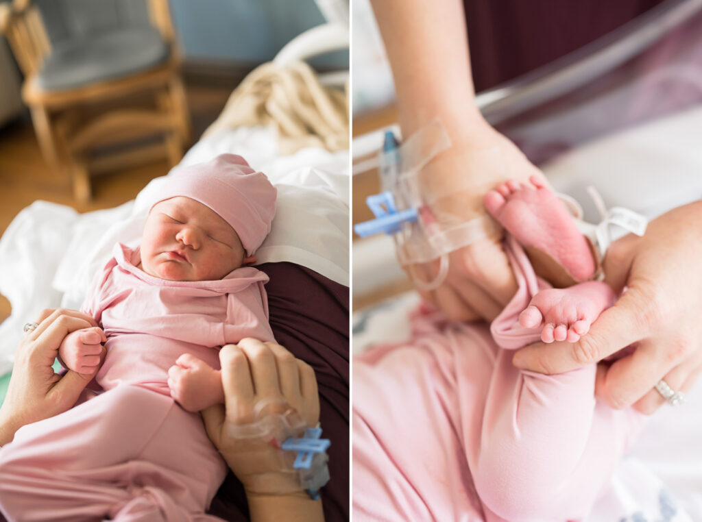 Mom holding baby for her fresh 48 session